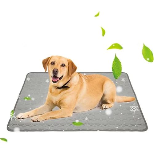 HAOSHICS Kühlmatte für Hunde, Welpen, Katzen, Eisseide, selbstkühlende Matte für Haustierbetten, Zwinger, Sofas, Autositze, Böden (L x 70 x 56 cm, Grau) von HAOSHICS