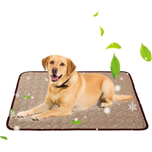 HAOSHICS Kühlmatte für Hunde, Welpen, Katzen, Eisseide, selbstkühlende Matte für Haustierbetten, Zwinger, Sofas, Autositze, Böden (L x 70 x 56 cm, Kaffee) von HAOSHICS