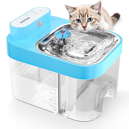 HAPAW Katzenbrunnen mit 3 L Frisch- & 1,35 L Abwassersystem, Trinkbrunnen für Katzen, Filterloser Automatischer Wasserspender mit 5000 mAh von HAPAW