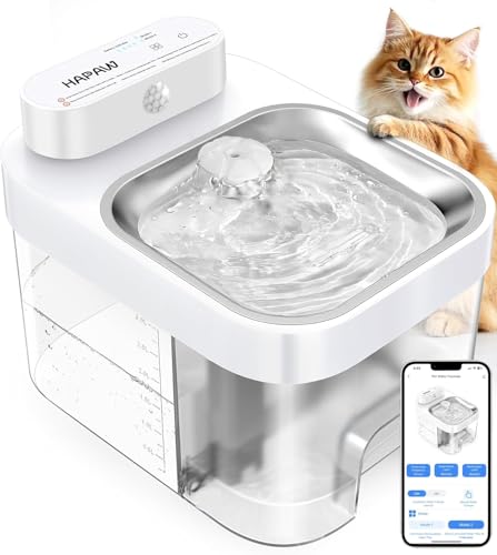 HAPAW Katzenbrunnen mit App-Überwachung, 3 L Frisch- & 1,35 L Abwassersystem, Trinkbrunnen für Katzen, Filterloser Automatischer Wasserspender mit 5000 mAh HAPAW Katzenbrunnen mit App-Überwachung, 3 L Frisch- & 1,35 L Abwassersystem, Trinkbrunnen für Katzen, Filterloser Automatischer Wasserspender mit 5000 mAh von HAPAW