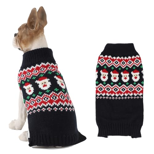 HAPEE Hunde-Weihnachtspullover, Hunde-Weihnachtspullover für Katze, Clown Prinz, Welpenkleidung (Größe M, E02-Navy Santa) von HAPEE