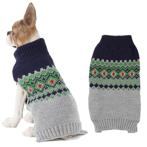 HAPEE Hunde-Weihnachtspullover, Hunde-Weihnachtspullover für Katze, Clown Prinz, Welpenkleidung (Größe XL, E03-Grey Santa) von HAPEE