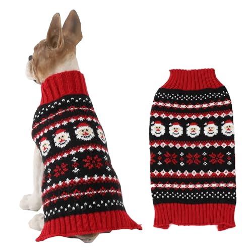 HAPEE Hunde-Weihnachtspullover, Hunde-Weihnachtspullover für Katze, Clown Prinz, Welpenkleidung (XS, E01-Red Santa) von HAPEE