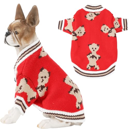 HAPEE Hundepullover Hund Bär Pullover für Katze, Clown Prince Welpenkleidung (S, E07-Bär Rot) von HAPEE