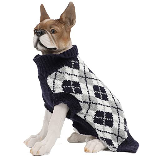 HAPEE Pet Clothes The Diamond Plaid Hundepullover für Katzen, Hundezubehör, Hundekleidung, Haustier-Sweatshirt (Größe L, A01-Navy) von HAPEE