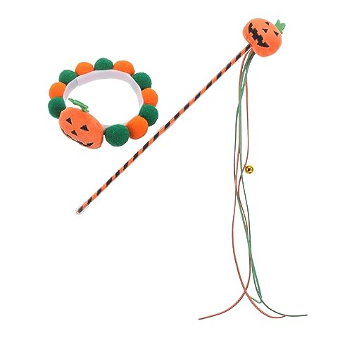 HAPINARY 1satz Halloween Katzenkragen Mit Interaktivem Teaser-Stick Pumpkin Spielzeug Für Katzen Für Halloween-feiern Und Katzenunterhaltung von HAPINARY