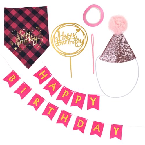 HAPINARY Hund Geburtstag Deko Satz Mit Party Banner Und Kuchen-Topper Wiederverwendbare Hundeparty-Dekorationen Für Haustierfeiern Und Fotos von HAPINARY