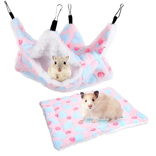 HAPINARY Suspension Hamster Bett 29 * 29cm Meerschweinchen Schlaf Hängematte Waschbar Kissen Gemütliche Chinchilla Nest Haustier Zubehör von HAPINARY