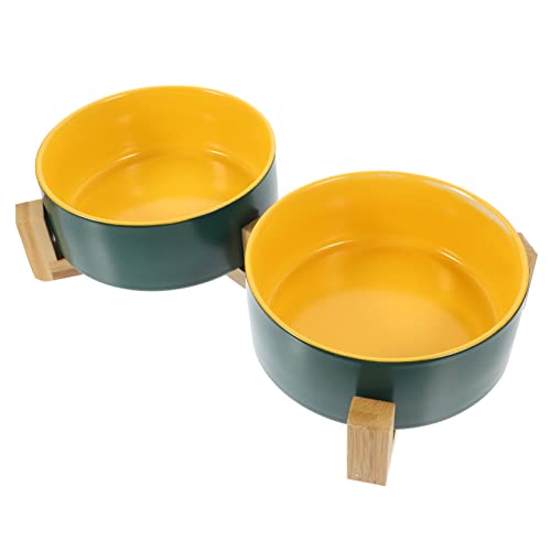 HAPINARY Stilvolle Katzennäpfe Aus Keramik Mit Holzständer Doppelt Erhöhtes Futternapf-Set Für Haustiere HAPINARY Stilvolle Katzennäpfe Aus Keramik Mit Holzständer Doppelt Erhöhtes Futternapf-Set Für Haustiere von HAPINARY