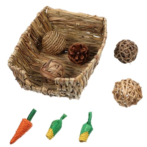 HAPINARY 1 Set Chinchilla Bett, Meerschweinchenkäfig Zubehör, Strohbettwäsche, Spielzeug Für Meerschweinchen, Meerschweinchenbälle Zum Beißen, Hasenspielzeug, Meerschweinchen Zeug, von HAPINARY
