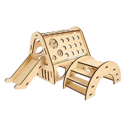 HAPINARY 1satz Hamster Holzhaus Mit Rutsche Und Brücke Sicheres Spielzeug Für Kleintiere Dekoration Für Hamstergehege Und Versteck Für Meerschweinchen Teiliges Aus Holz von HAPINARY