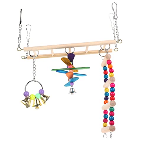 HAPINARY Papageienspielzeug Mit Vogelsitzstange Aus Holz Für Sittiche Vogelkäfige Und Zubehör Kauspielzeug Als Schaukel Und Spielplatz Für Vögel von HAPINARY
