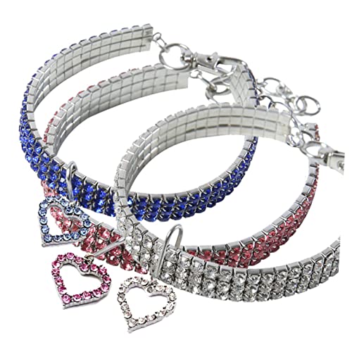 HAPINARY 1 Stück Partyhalsband Für Welpen Welpenhalsbänder Für Kleine Welpen Halskette Mit Katzenanhänger Nietenkragen Kristall Hundehalsband Rosa Großer Hund Herzförmig von HAPINARY