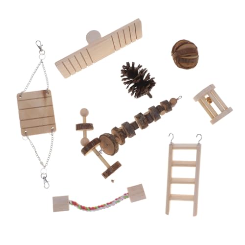 HAPINARY 10 Stück Hamster Kauspielzeug aus Natürlichem Holz mit Zahnpflege Klettern und Greifen für Kleintiere Wie Hamster Ratten und Chinchillas Langlebiges Zubehör für Käfigspielzeug von HAPINARY