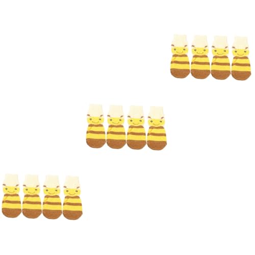 HAPINARY 12 STK Wintersocken Für Haustiere Hunde Pelzige Maske Fleece-socken Stiefeletten Pfotensocken Fursuit Gestrickte Warme Socken Haustier Gestrickte Socken Yellow von HAPINARY