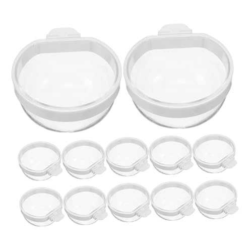 HAPINARY 12 Stück Teiliges Kleiner Transparenter Futter Wassernäpfe aus Kunststoff Abnehmbar Hängend Spritzwassergeschützt Platzsparend für Wellensittiche Papageien und von HAPINARY