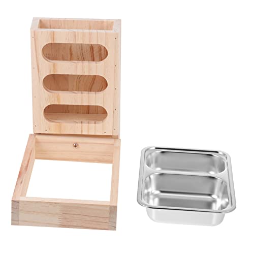 HAPINARY Smooth Corner 1PC Kaninchen-Futterautomat 2 in 1 Futterkorb Heuspender für Kaninchen Stabile Holzkonstruktion von HAPINARY