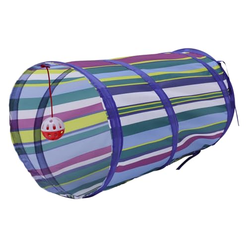 HAPINARY Faltbarer Katzentunnel Spielzeug Katzenzelt Glocke und Regenfester Stoff Gestreiftes Haustier-katzenspielzeug HAPINARY Faltbarer Katzentunnel Spielzeug Katzenzelt Glocke und Regenfester Stoff Gestreiftes Haustier-katzenspielzeug von HAPINARY