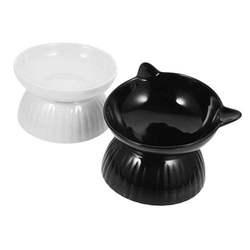 HAPINARY Ergonomisches Katzenfutternapf-Set 2-teilig Erhöhter Katzennapf Kunststoffboden Napf für Kätzchen und Welpen Nicht Leicht Zu Reinigen von HAPINARY