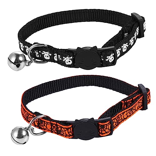 HAPINARY 2St Halloween-Katzenhalsband Kätzchen Glockenhalsband einfache Hundehalsbänder Halloween Halskette Choker Halloween Halsband für Haustiere Halsring die Katze schmücken Stoff von HAPINARY