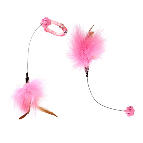 HAPINARY 2st Halsband-Katzen-Teaser Baby-kätzchenhalsband Zahnspielzeug Für Kätzchen Spielzeug Für Haustiere Schaukel Für Spielset Bissfest Eingestellter Hals Feder Rosa von HAPINARY