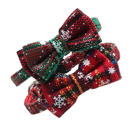 HAPINARY 2St Haustierhalsband Katzenhalsband Hundehalsband mit Fliege Halskette Weihnachtskette Weihnachtshalsband für Haustier Verstellbarer Kragen einstellbar Schnalle von HAPINARY