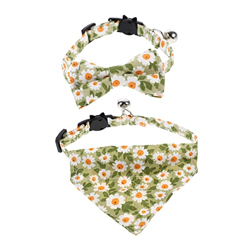 HAPINARY 2 Stück Katzenhalsband Mit Dreiecksschal Kätzchenhalsband Mit Fliege Haustierhalsband Verstellbar Atmungsaktiv von HAPINARY