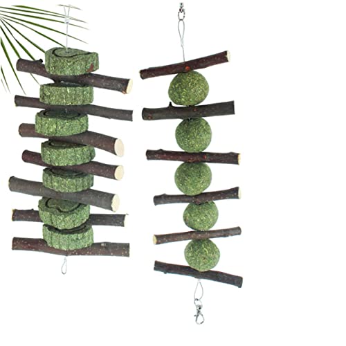 HAPINARY Grasschnur Kauspielzeug Für Hasen Kaninchen Meerschweinchen Graskuchen Naturprodukt Futter 32cm von HAPINARY