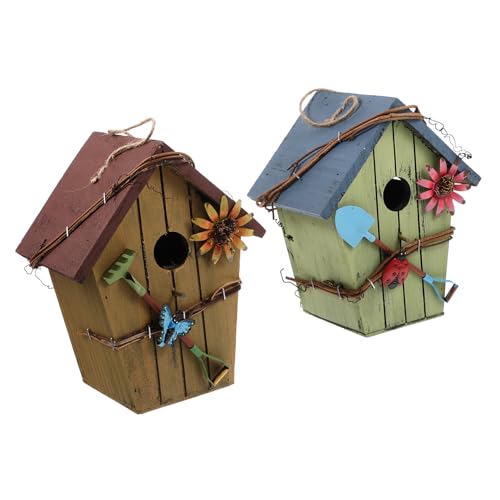 HAPINARY 2pcs Holz Vogel Nistkasten Für Garten Hof Komfortable Für Papageien Lerchen Vögel HAPINARY 2pcs Holz Vogel Nistkasten Für Garten Hof Komfortable Für Papageien Lerchen Vögel von HAPINARY