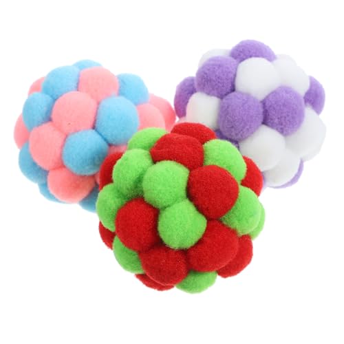 HAPINARY 3St Katzenglockenball Katze spielt bälle trainingsball für Katzen katzenspielzeug Interactive cat Toy spielzeuge Plüschfigur Spielzeug Katzenbälle mit Glöckchen Kätzchen Spielzeug von HAPINARY