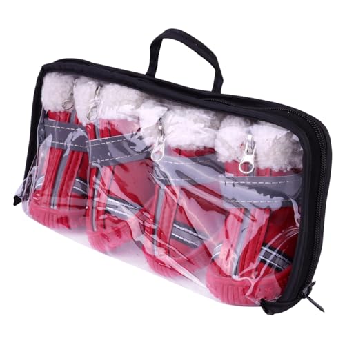 HAPINARY 4 Stück Herbst Winter Hundeschuhe Hund Trimmer Krallenschneider Für Hunde Hundeschermaschine Hund Nagelschleifer Kleine Hundejacke Hundejacken Haustier Hundestiefel Baumwolle Rot von HAPINARY