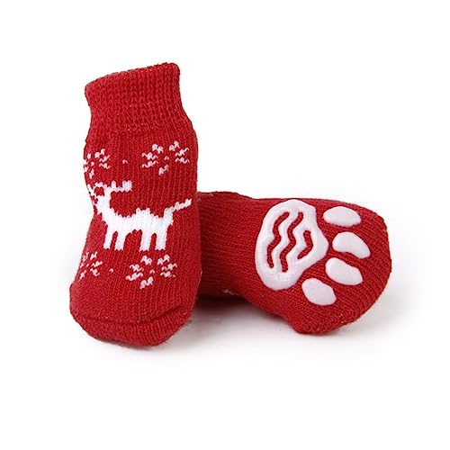 HAPINARY 4 Stück Hundesocke Haustier Aquarium Schaufel rutschfest Weihnachten Wasserständer Schneesocken hundeschuh socken Welpe sockenschuhe Pudel Baumwollsocken Hündchen von HAPINARY