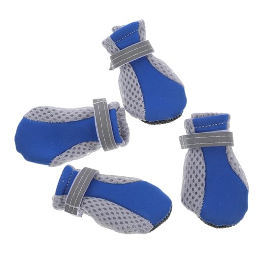 HAPINARY 4 Stück Hundeschuhe Für Draußen Mesh Hundeschuhe Hundestiefel Haustierschuhe Haustierstiefel Schuhe Für Hunde Atmungsaktive Hundeschuhe Haustierzubehör Anti Rutsch Hundeschuhe von HAPINARY