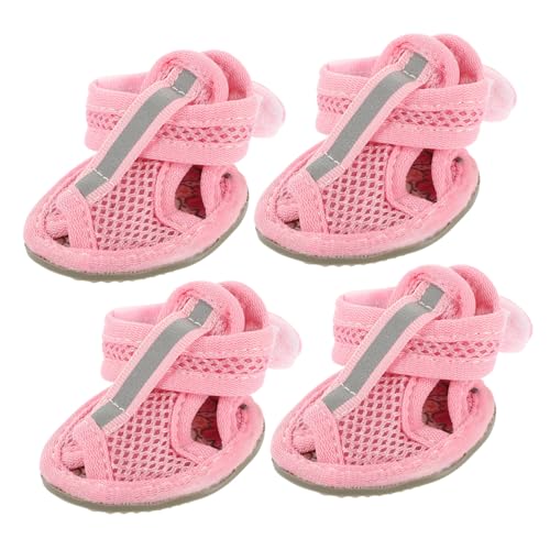 HAPINARY 4stücke Pack Sommer Atmungsaktive Hundesandale Mesh-haustierschuhe -Sneakers Haustierbedarf Rosa von HAPINARY