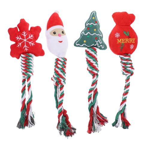 HAPINARY 4er Satz Tragbares Kauspielzeug Mit Knotendesign Welpenspielzeug Weihnachtskauspielzeug Für Hunde Welpenbedarf HAPINARY 4er Satz Tragbares Kauspielzeug Mit Knotendesign Welpenspielzeug Weihnachtskauspielzeug Für Hunde Welpenbedarf von HAPINARY
