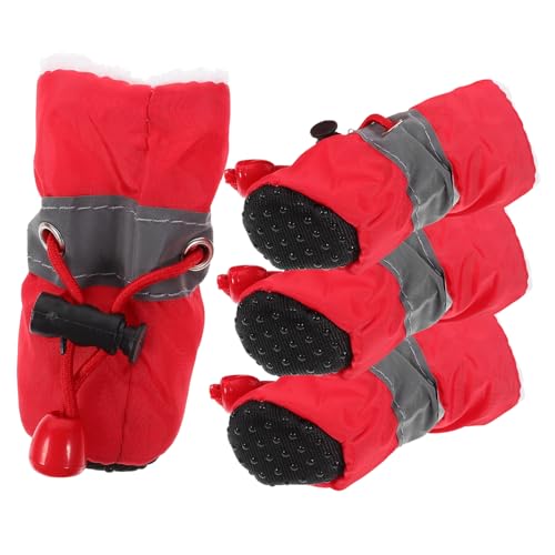 HAPINARY 4 Stück rutschfeste Schuhe für Haustiere Stiefel mit Hundepfoten Hundehandschuhe Winterschuhe Hunde Dog Snow Boots Haustierschuhe für draußen Haustierschuhe mit Kordelzug Hündchen von HAPINARY