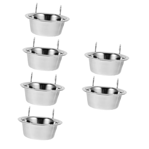 HAPINARY 6 STK hängender Hundenapf Hund wassernapf hundefutter Becken Kaninchenschale Haustierzubehör Tierfutterschale Katzenversorgung Hängenapf für Haustierkäfig Rostfreier Stahl Silver von HAPINARY