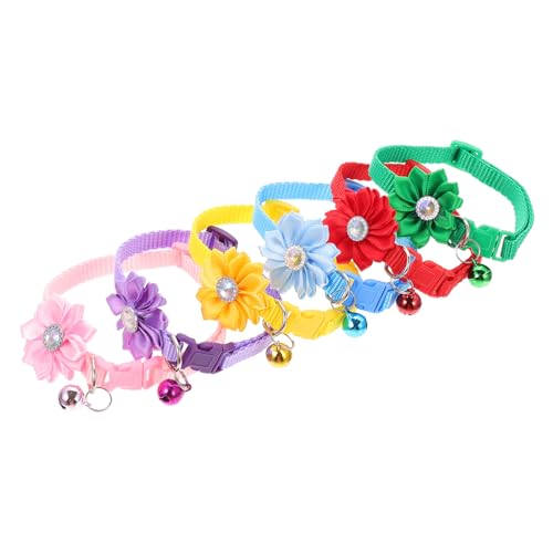 HAPINARY 6 Stück Teiliges Katzenhalsband Verstellbarem Glöckchen Blumen Design Farbenfrohe Haustier kostüm Accessoires für Fotoaufnahmen und Festtage von HAPINARY
