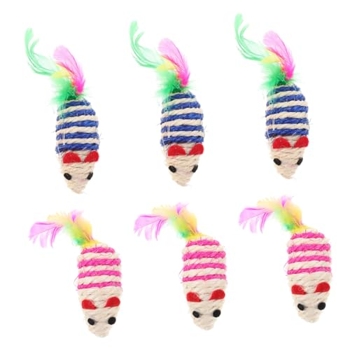 HAPINARY 6stücke Interaktives Katzenspielzeug Im Mäuse-Design Mit Katzenminze Blaue Und Rosa Mäuse Für Katzen Mit Kau Spielspaß Widerstandsfähig Und Sicher Für Endlosen Spielespaß von HAPINARY