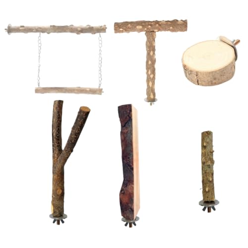 HAPINARY 6stücke Holz-sitzstange Für Papageien Vogelstange Aus Natürlichen Holzzweigen Vogel-stehstock Zum Aufhängen Am Käfig Papageien-schleifklauenstock Zum Training von HAPINARY