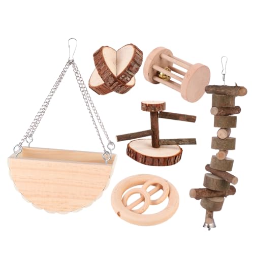HAPINARY 6PC Holz Haustier Spielzeug Set Futtersuche Spielzeug für Haustier Spielzeug Pet Schleifen Kauen Spielzeug von HAPINARY