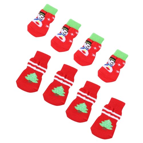 HAPINARY 8 Stück Teiliges Set Weihnachts Hundesocken Warme rutschfeste Pfotenschutzsocken für Haustiere für Drinnen und Draußen mit Festlichem Design für Winter von HAPINARY