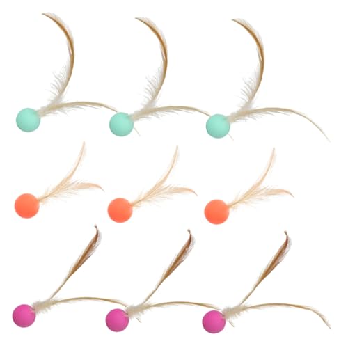 HAPINARY 9 Stück Teiliges Interaktives Katzen Spielball Hochspringendes Elastisches für Katzen und Hunde Fördert Bewegung und Mentale Stimulation Drinnen und Draußen von HAPINARY