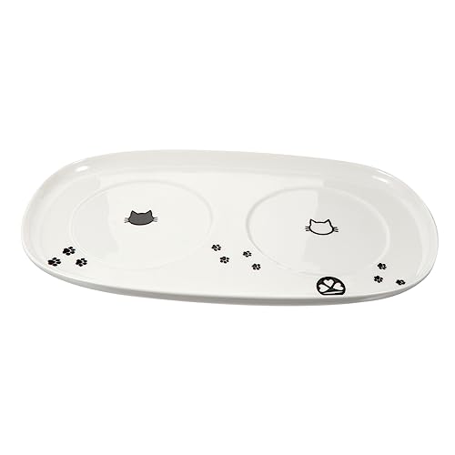 HAPINARY Tablett Für Katzenfutter Schüssel Futternapf Aus Keramik Wassernapf Für Haustiere Doppelte Schale Zum Fressen Und Trinken HAPINARY Tablett Für Katzenfutter Schüssel Futternapf Aus Keramik Wassernapf Für Haustiere Doppelte Schale Zum Fressen Und Trinken von HAPINARY