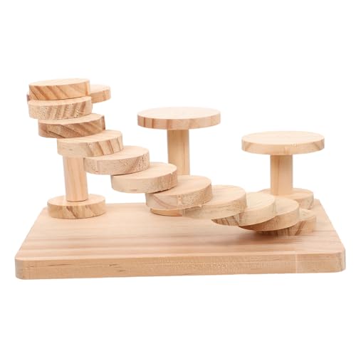 HAPINARY Hamster Holzspielzeug Brücke Und Plattform Für Kleintiere Stabile Treppe Und Klettergerüst Natürliches Material Für Gesunde Nagerhaltung Für Hamster Ratten Und Chinchillas von HAPINARY