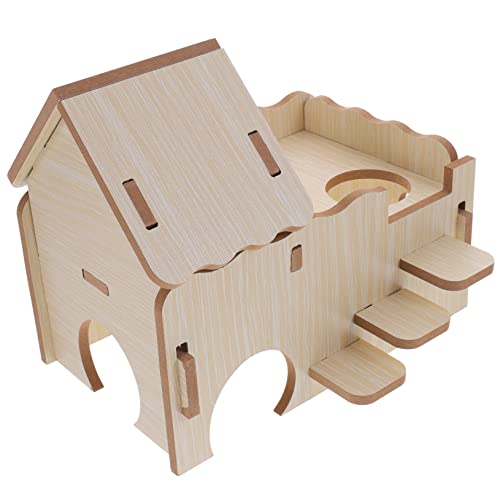 HAPINARY Hamsterhaus Aus Holz Meerschweinchenhabitat Spielzeug Für Kleintiere Versteck Nest Für Hamster Und Chinchilla von HAPINARY