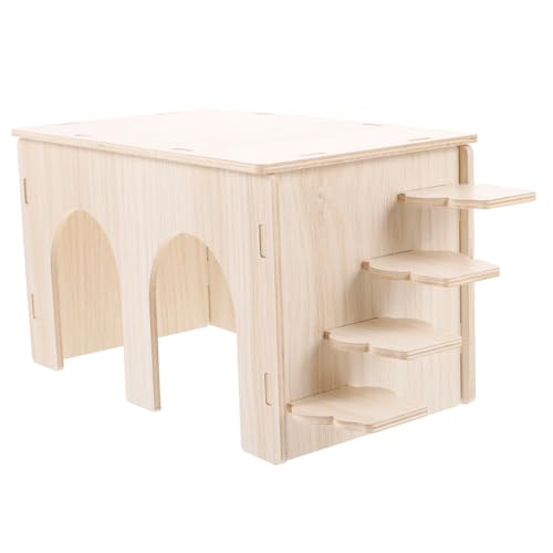 HAPINARY Holzversteck für Hamster und Meerschweinchen mit Leiter Stabiles Kleintierhaus aus Robustem Naturholz Multifunktionales Versteck und Schlafhaus für Ratten Kleine Kaninchen und von HAPINARY