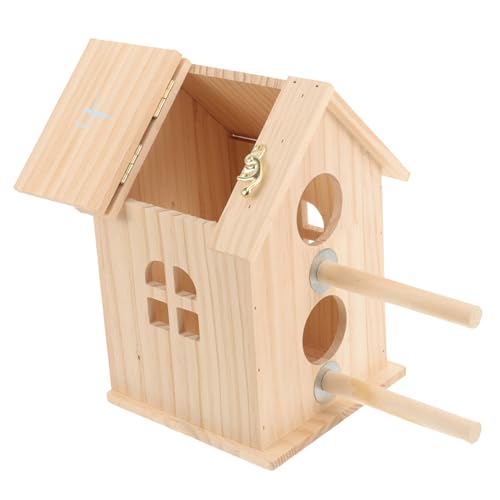 HAPINARY Papageien-Nisthütte Vogelhaus aus Holz Vogelzucht-Nistkasten wetterfestes Vogelhaus Vogelbedarf von HAPINARY