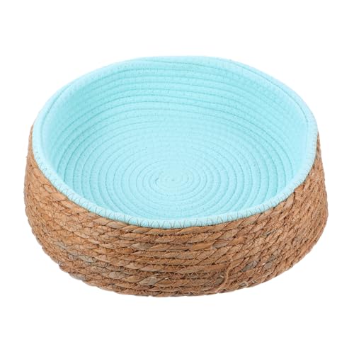 HAPINARY Korbförmiges Haustierbett aus Weide für Kleine und Katzen Atmungsaktive Schlafmatte aus Naturmaterialien für Welpen und Katzen Kleines Design von HAPINARY