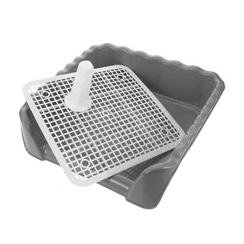 HAPINARY Medium Hundetoilette mit Induktionssäule Seitiger Schutzwand Rutschfestem Mesh Gitter und Abnehmbarem Urinbehälter Trainingsklo für Mittlere Hunde für Innenräume und Balkone von HAPINARY